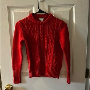 J. Crew Women's Red Cable Knit Sweater